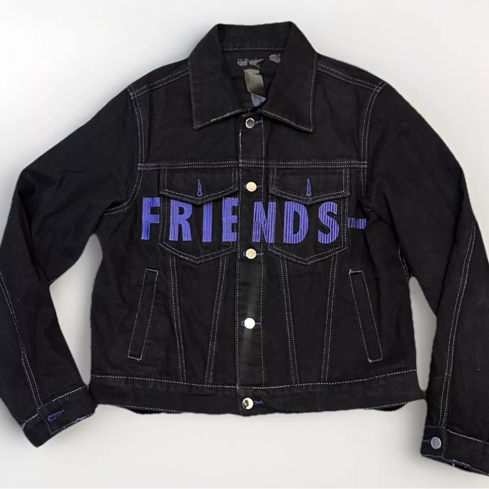 RARE Vlone Friends Black / Purple Denim Jacket size M Greate Conditions